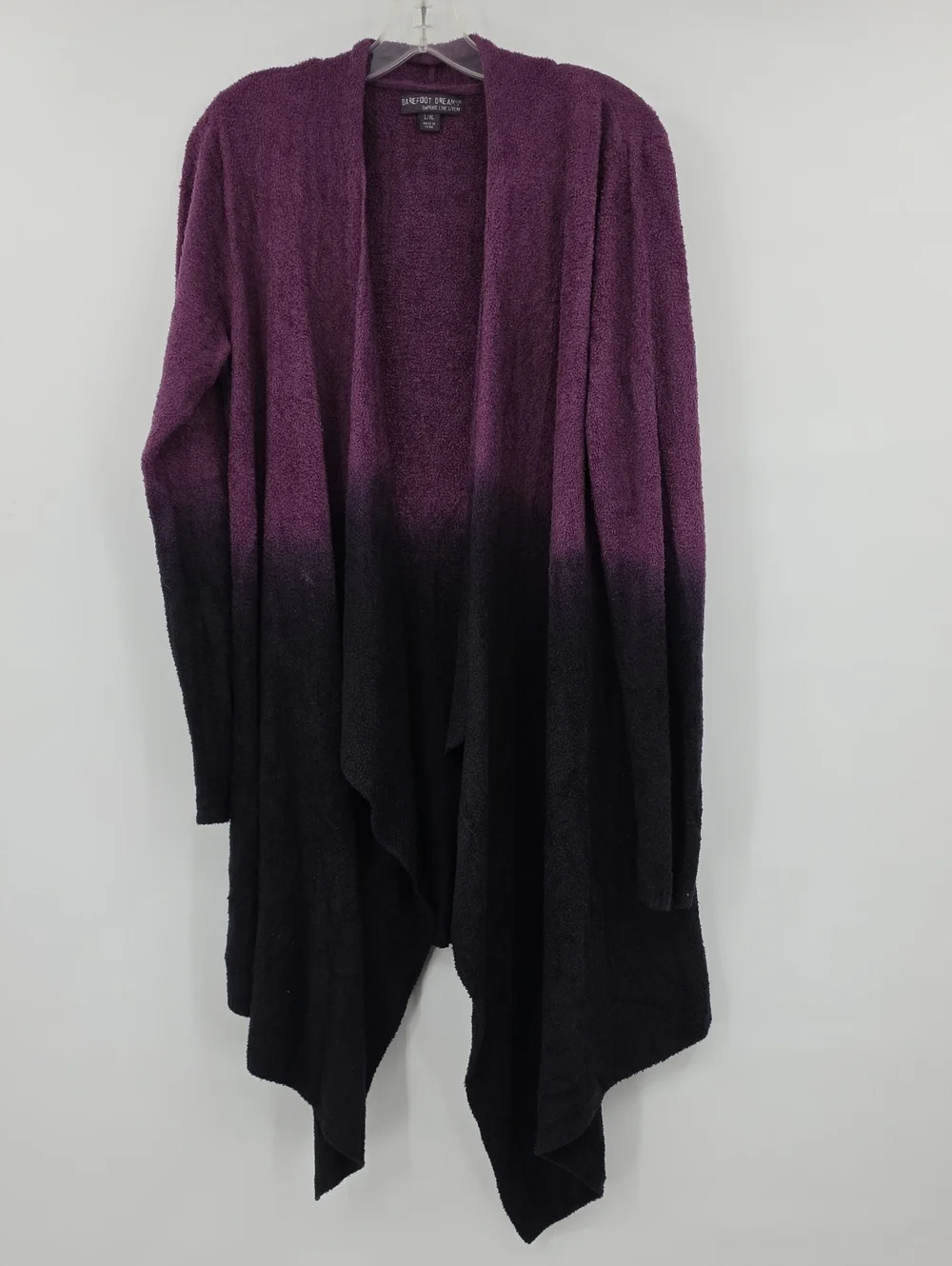Barefoot Dreams Purple to Black Ombre Plush Open-Front Cardigan Size L/XL